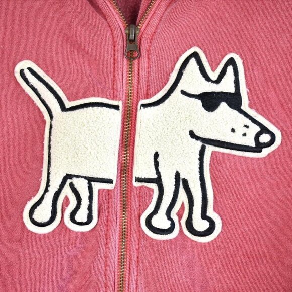 Teddy the Dog Novelty Applique Distressed Full Zip Hoodie Sweatshirt Jacket XXL - Picture 5 of 8
